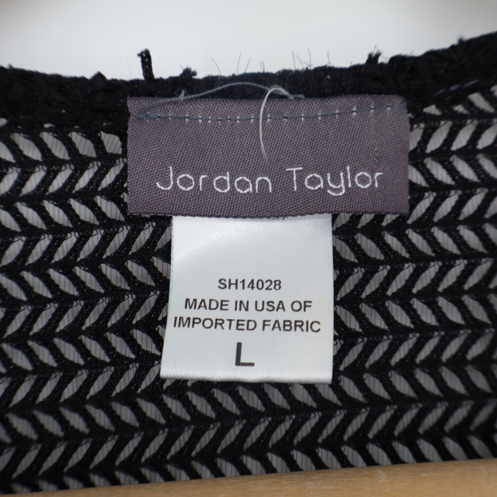 Jordan Taylor Swim Cover Up Womens Large Black Sheer Mesh V-Neck Long Sleeve - Picture 3 of 5
